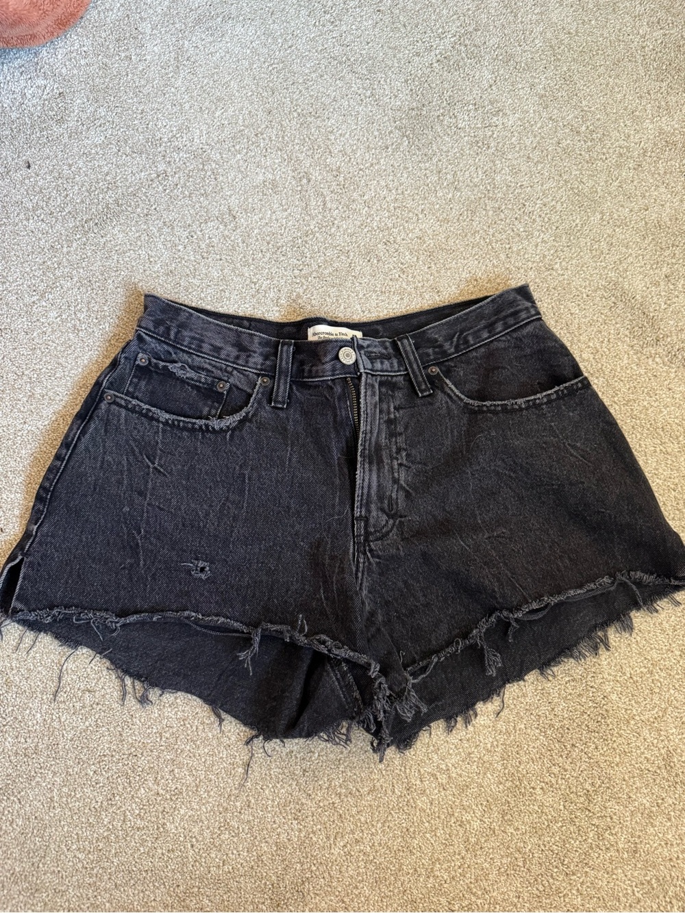 Abercrombie & Fitch Black High-Rise Denim Cutoff Shorts